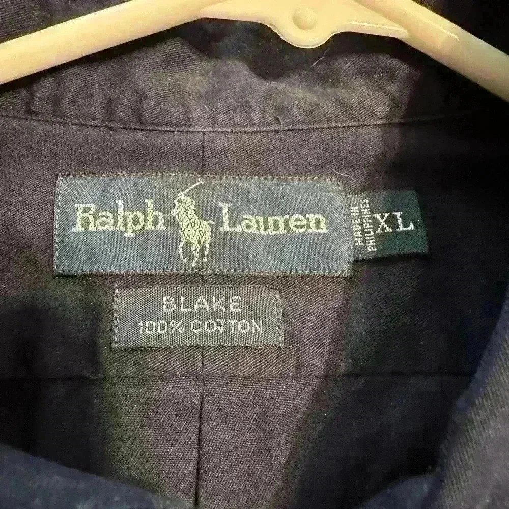 RALPH LAUREN Men's Navy Blake Two-Ply Cotton‎ Button-Up Long-Sleeve Shirt SZ XL - Picture 6 of 7